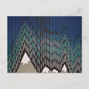 Postal Patrón artístico Montañas con forma de lluvia azul