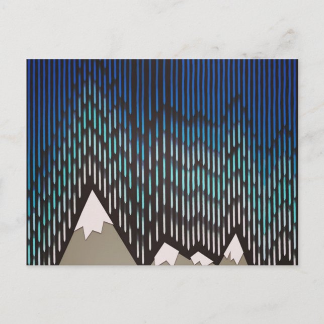 Postal Patrón artístico Montañas con forma de lluvia azul (Anverso)