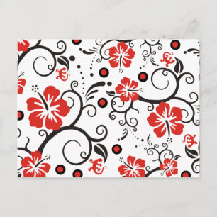 Postal Patrón ARTs - decoración de hibisco