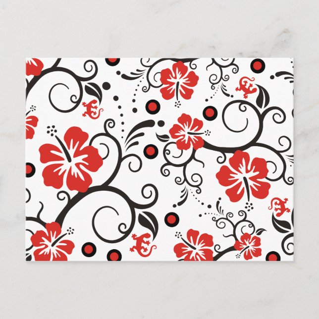 Postal Patrón ARTs - decoración de hibisco (Anverso)