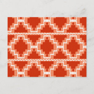 Postal Patrón Aztec Ikat - Arroz, Naranja y blanco