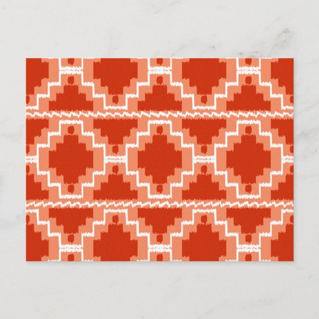 Postal Patrón Aztec Ikat - Arroz, Naranja y blanco (Anverso)