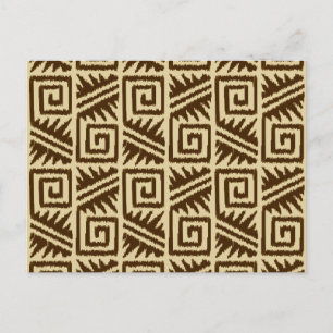 Postal Patrón Aztec Ikat - Marrón oscuro y Tan