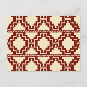 Postal Patrón Azteca Ikat - Beige, Burdeos y Rosa