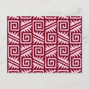 Postal Patrón Azteca Ikat - Burdeos y Rosa
