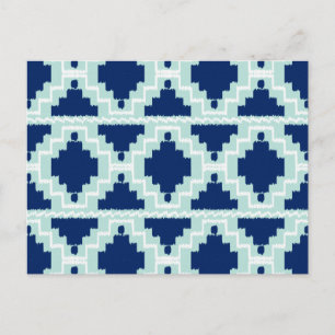 Postal Patrón Azteca Ikat - Índigo y azul claro