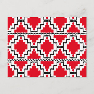 Postal Patrón Azteca Ikat - Rojo, Negro y Blanco