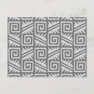 Postal Patrón Azteca Ikat - Tonos grises / grises