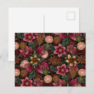Postal Patrón Botánico de Especias Navideñas y Florales