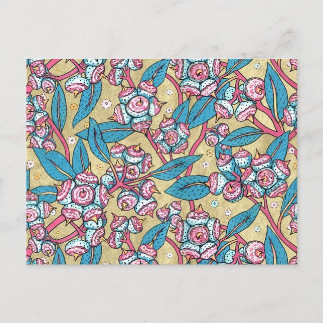 Postal Patrón botánico de planta australiana Eucalyptus S (Anverso)