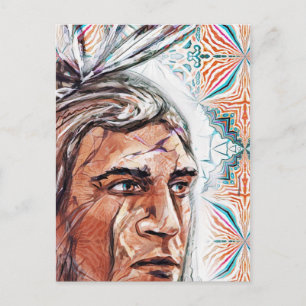 Postal Patrón cacique y fractal