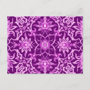 Postal Patrón Chino de Art Nouveau - Púrpura Ametista