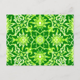 Postal Patrón chino de Art Nouveau - verde esmeralda