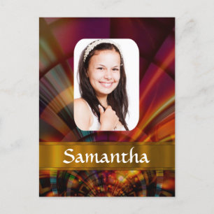 Postal Patrón circular rojo bronce