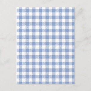 Postal Patrón clásico de gingham azul claro con estampado