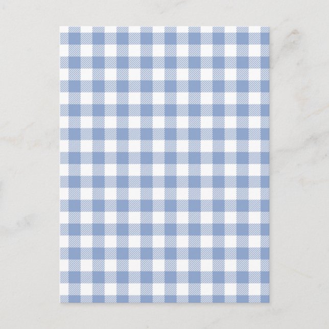 Postal Patrón clásico de gingham azul claro con estampado (Anverso)