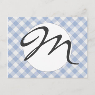 Postal Patrón clásico de gingham azul claro con estampado