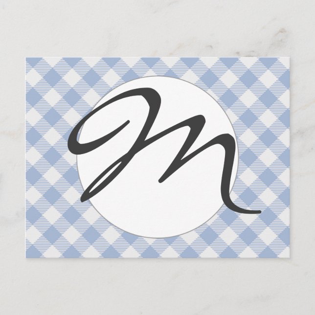 Postal Patrón clásico de gingham azul claro con estampado (Anverso)