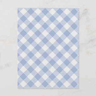 Postal Patrón clásico de gingham azul claro con estampado