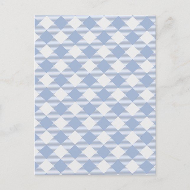 Postal Patrón clásico de gingham azul claro con estampado (Anverso)