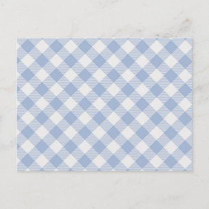 Postal Patrón clásico de gingham azul claro con estampado