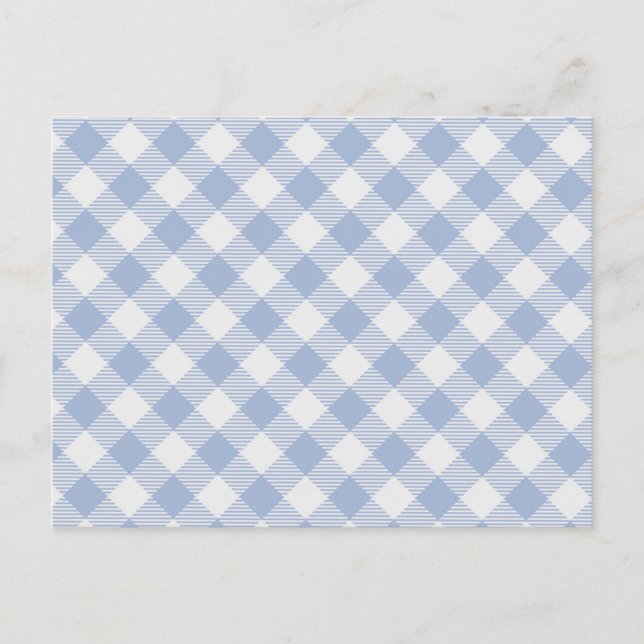 Postal Patrón clásico de gingham azul claro con estampado (Anverso)