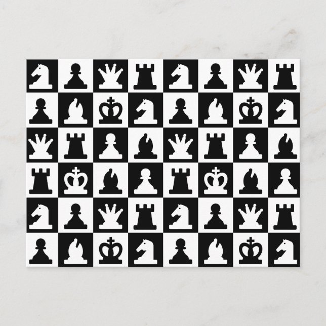 Postal Patrón clásico de tablero de ajedrez blanco y negr (Anverso)