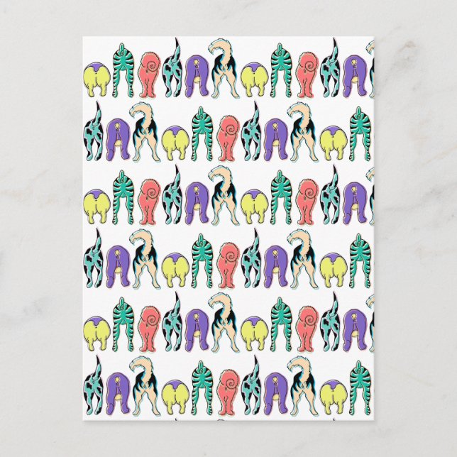 Postal Patrón colorido de las colillas de perro (Anverso)