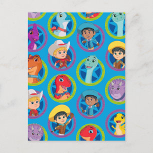 Postal Patrón Colorido de Rancho de Dinos