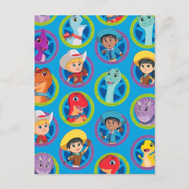 Postal Patrón Colorido de Rancho de Dinos (Anverso)