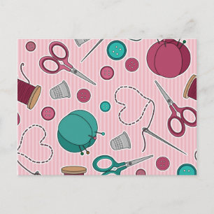 Postal Patrón con tema de mascado rosa