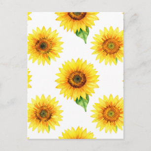 Postal Patrón continuo de acuarela de girasol brillante