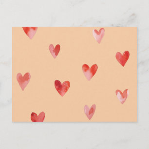 Postal Patrón continuo de Corazones en Acuarela