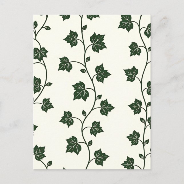 Postal Patrón continuo de hiedra verde clásico (Anverso)