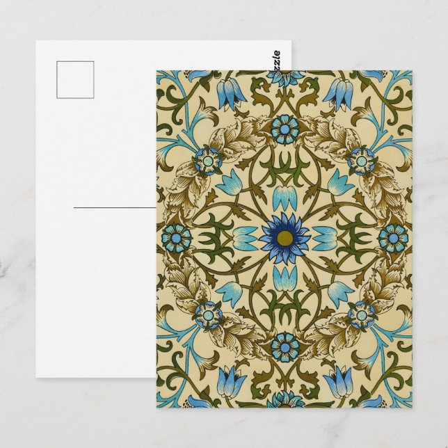 Postal Patrón continuo Vintage Blue Vine de William Morri (Anverso / Reverso)