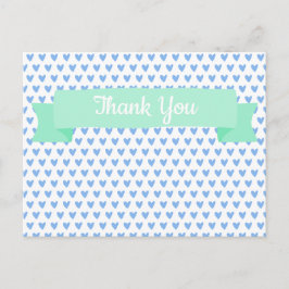 Postal Patrón Corazones Azules | Baby Shower Gracias