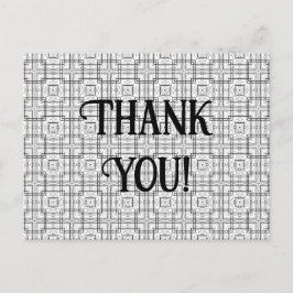 Postal Patrón cuadrado geométrico blanco y negro gracias