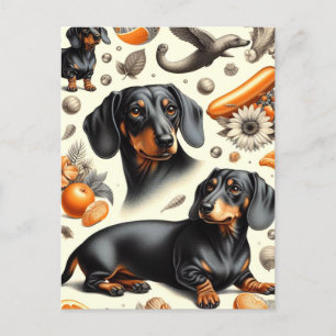 Postal Patrón Cute Dachshund