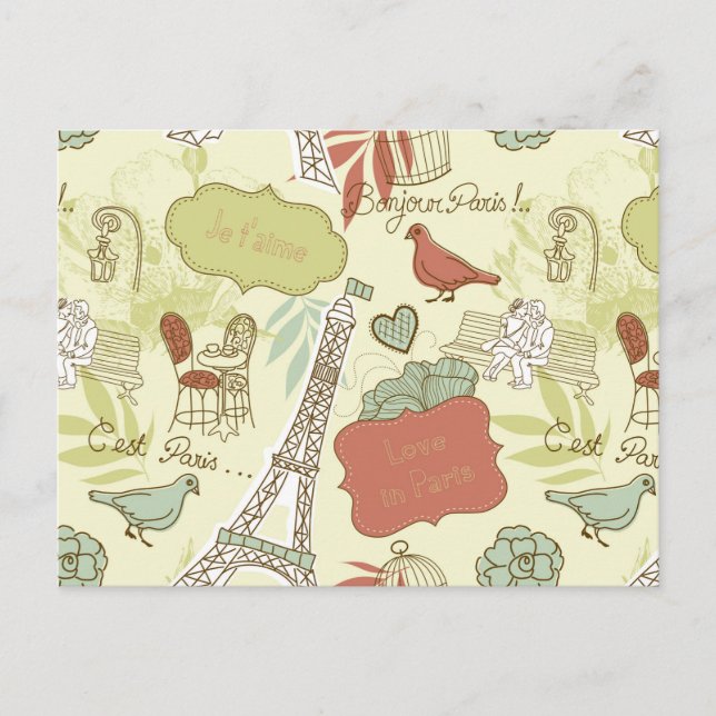 Postal Patrón de amor en París (Anverso)