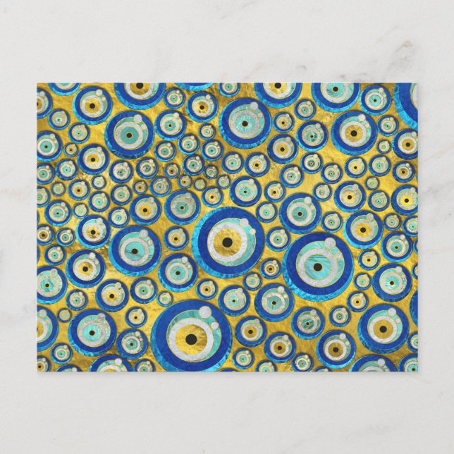 Postal Patrón de Amulet de Ojos Malvados de Glass Azules  (Anverso)