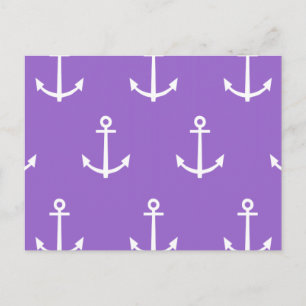 Postal Patrón de anclas moradas y blancas 1