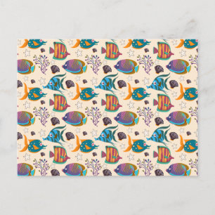 Postal Patrón de animales acuáticos   vida submarina en e