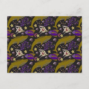 Postal Patrón de animales acuáticos   vida submarina en l