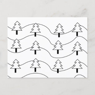 Postal Patrón de árbol de Navidad con franjas onduladas e