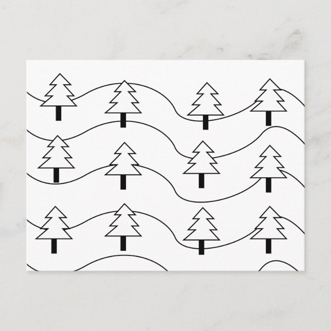 Postal Patrón de árbol de Navidad con franjas onduladas e (Anverso)