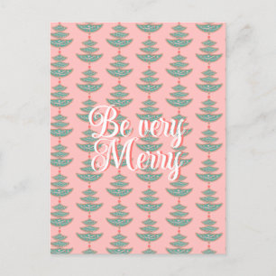 Postal Patrón de árbol de Navidad vintage moderno en dura