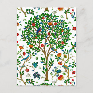 Postal Patrón de árbol de vida William Morris, verde y mú