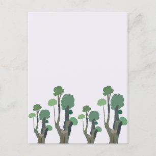 Postal Patrón de árbol verde minimalista