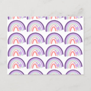 Postal Patrón de arcoíris morado de San Valentín dibujado