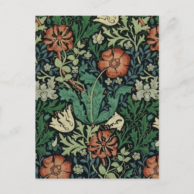 Postal Patrón de Art Nouveau floral William Morris Compto (Anverso)
